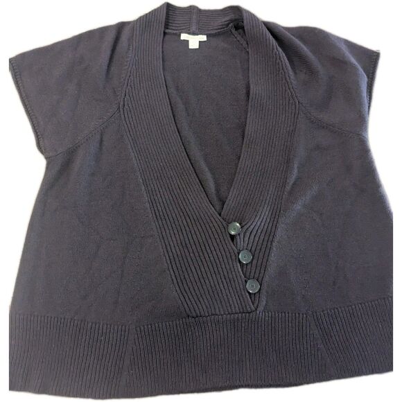 Coldwater Creek 2x 20-22 V-neck 3 Button With Cap Sleeve Vest Deep Purple - Picture 1 of 9